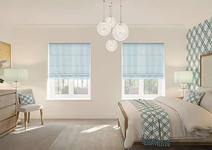 Lace Stripes, Electric Blue - Twist&Fit Roman Blind - Image 8